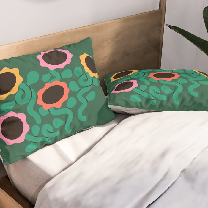 Colorful Abstract Sunflowers Pillow Sham Gallery Image 2