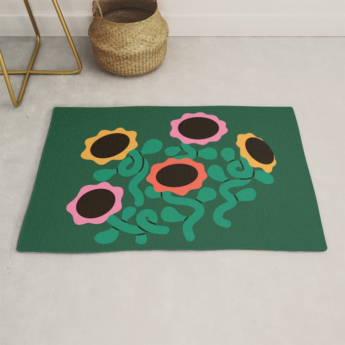 Colorful Abstract Sunflowers Rug Gallery Image 1