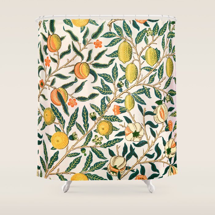 Lemon tree pattern vintage William Morris print Shower Curtain Gallery Image 1