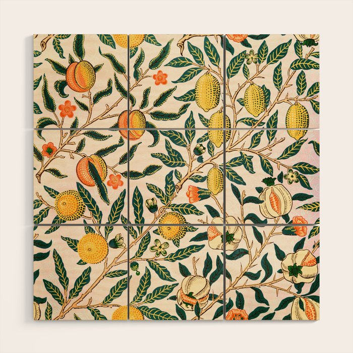 Lemon tree pattern vintage William Morris print Wood Wall Art Gallery Image 1