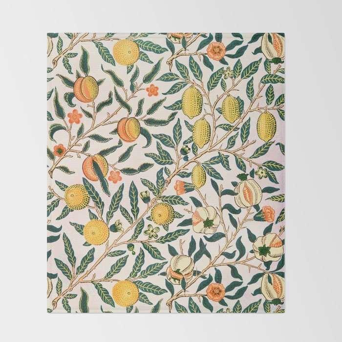 Lemon tree pattern vintage William Morris print Throw Blanket Gallery Image 2