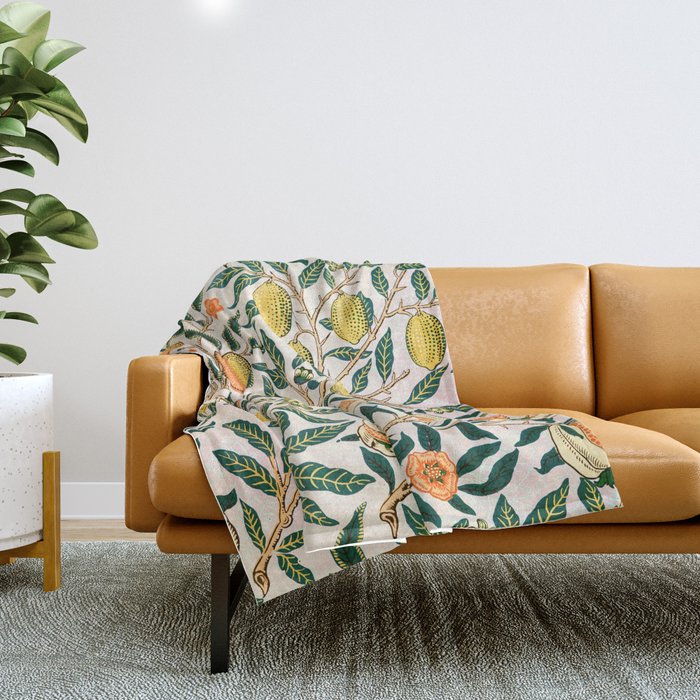 Lemon tree pattern vintage William Morris print Throw Blanket Gallery Image 1