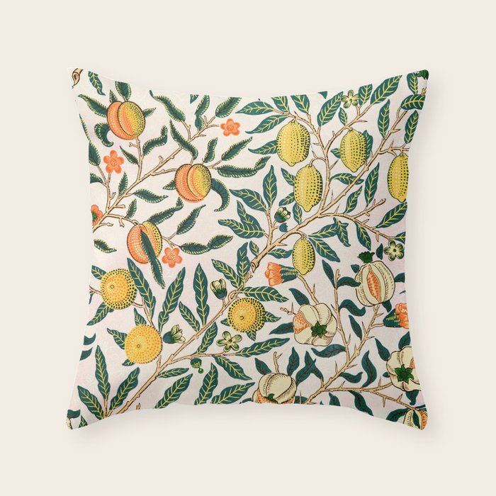 Lemon tree pattern vintage William Morris print Throw Pillow Gallery Image 1