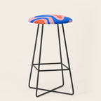 Retro Liquid Swirl Abstract Pattern in Pink, Red-Orange, and Bright Blue Stool Gallery Image 1