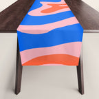Retro Liquid Swirl Abstract Pattern in Pink, Red-Orange, and Bright Blue Table Runner Gallery Image 1