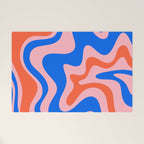 Retro Liquid Swirl Abstract Pattern in Pink, Red-Orange, and Bright Blue Welcome Mat Gallery Image 1