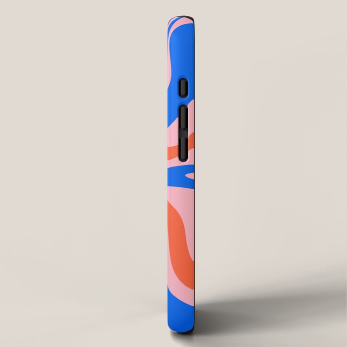 Retro Liquid Swirl Abstract Pattern in Pink, Red-Orange, and Bright Blue iPhone Case Gallery Image 2
