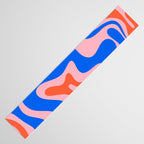 Retro Liquid Swirl Abstract Pattern in Pink, Red-Orange, and Bright Blue Table Runner Gallery Image 3