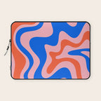 Retro Liquid Swirl Abstract Pattern in Pink, Red-Orange, and Bright Blue Laptop Sleeve Gallery Image 1