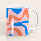 Retro Liquid Swirl Abstract Pattern in Pink, Red-Orange, and Bright Blue Coffee Mug Gallery Image 1