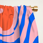 Retro Liquid Swirl Abstract Pattern in Pink, Red-Orange, and Bright Blue Window Curtain Gallery Image 2