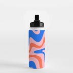 Retro Liquid Swirl Abstract Pattern in Pink, Red-Orange, and Bright Blue Water Bottle Gallery Image 2