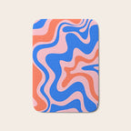 Retro Liquid Swirl Abstract Pattern in Pink, Red-Orange, and Bright Blue Bath Mat Gallery Image 1