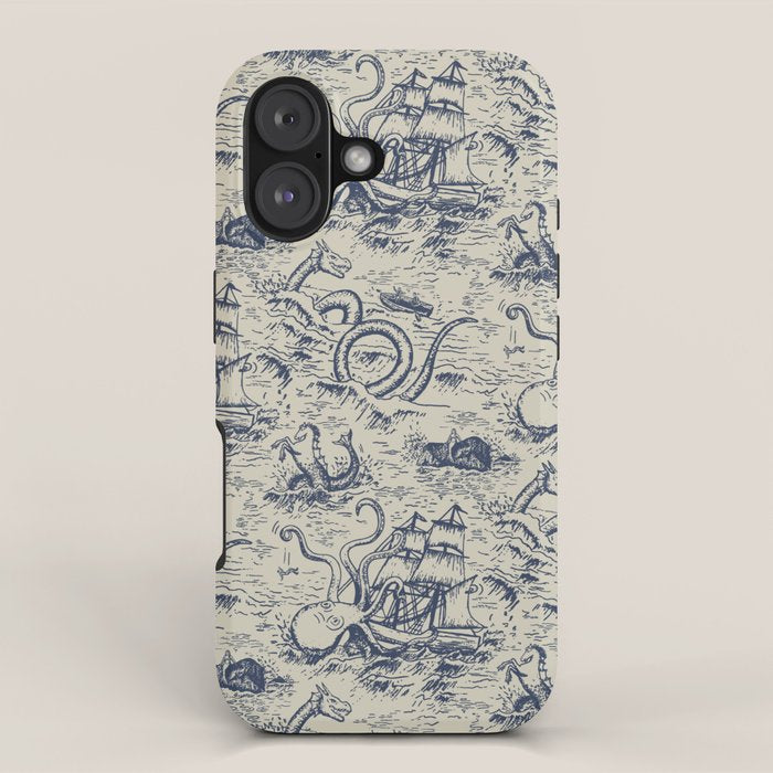 Mythical Sea Creatures Toile de Jouy iPhone Case Gallery Image 1