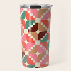 Winter Retro Quilt Pattern Travel Mug Gallery Image 1