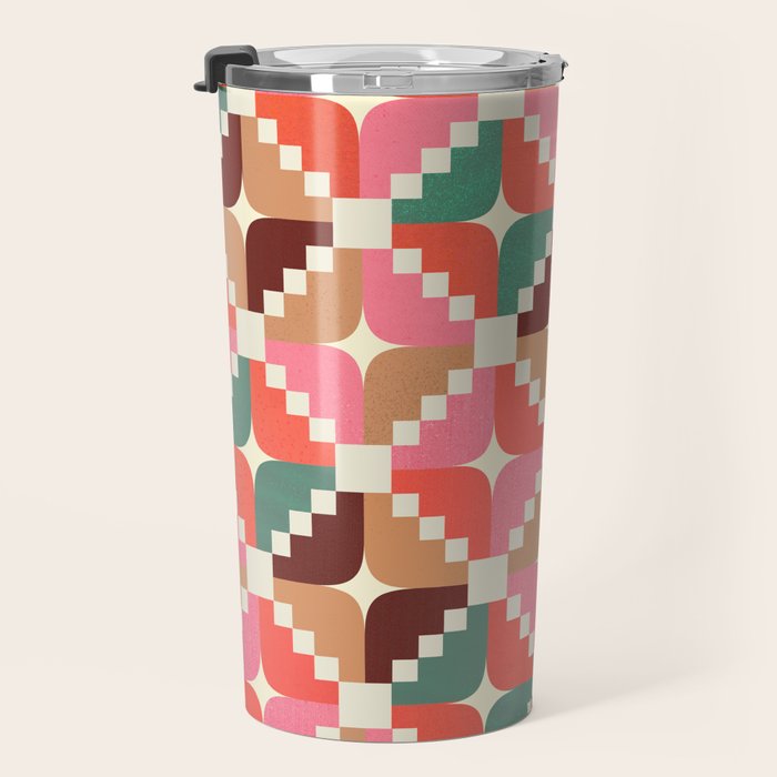 Winter Retro Quilt Pattern Travel Mug Gallery Image 3
