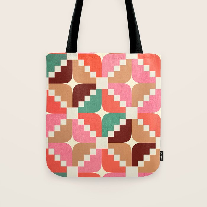 Winter Retro Quilt Pattern Tote Bag Gallery Image 1