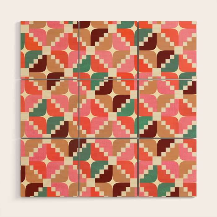 Winter Retro Quilt Pattern Wood Wall Art Gallery Image 1