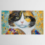 Gustav Klimt Style Calico Cat with Elegant Designer Jacket Tablecloth Gallery Image 2