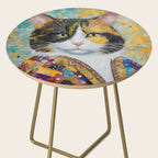 Gustav Klimt Style Calico Cat with Elegant Designer Jacket Side Table Gallery Image 2