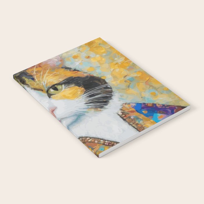 Gustav Klimt Style Calico Cat with Elegant Designer Jacket Notebook Gallery Image 1