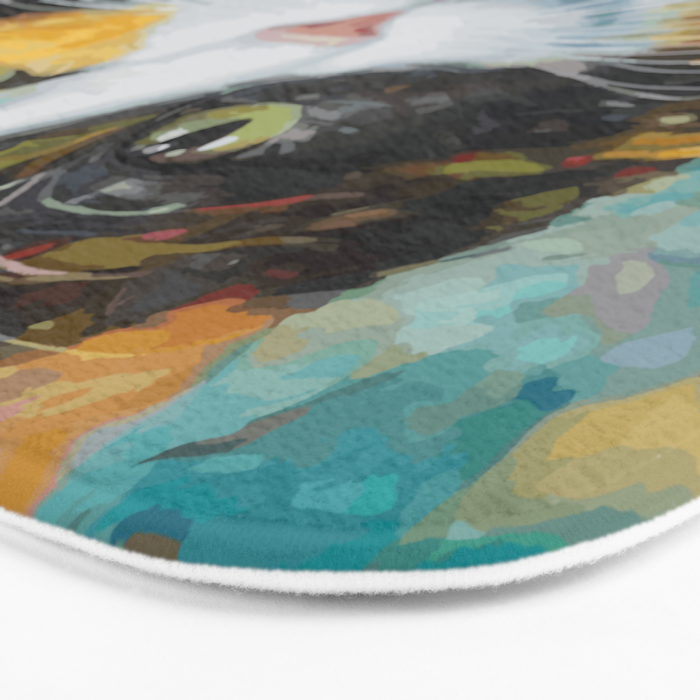 Gustav Klimt Style Calico Cat with Elegant Designer Jacket Bath Mat Gallery Image 3