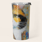 Gustav Klimt Style Calico Cat with Elegant Designer Jacket Travel Mug Gallery Image 2