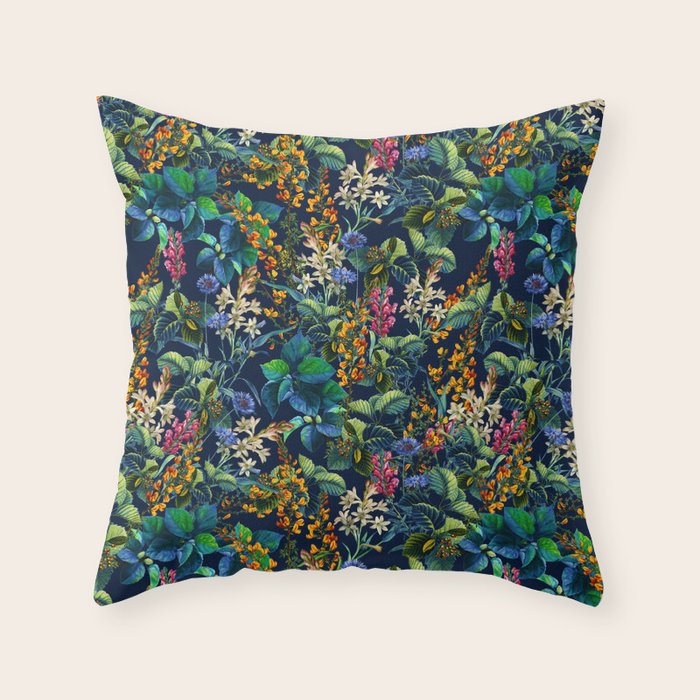 Blue Night Garden Throw Pillow Gallery Image 6