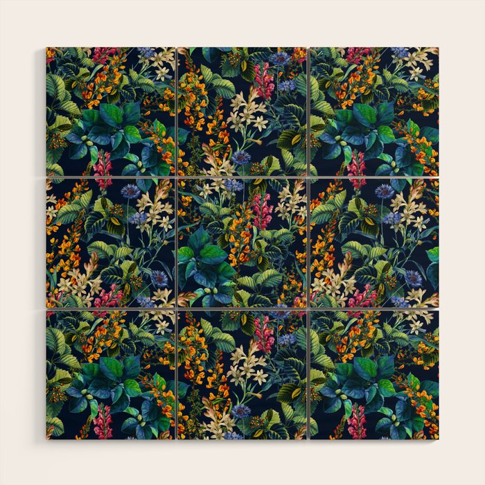 Blue Night Garden Wood Wall Art Gallery Image 1