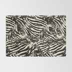 Elegant Zebra Stripes Modern Abstract Animal Pattern in Black and Beige Rug Gallery Image 2