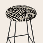 Elegant Zebra Stripes Modern Abstract Animal Pattern in Black and Beige Stool Gallery Image 2