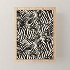 Elegant Zebra Stripes Modern Abstract Animal Pattern in Black and Beige Mini Art Print Gallery Image 1