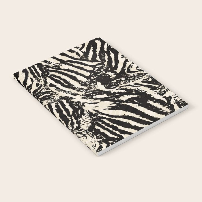 Elegant Zebra Stripes Modern Abstract Animal Pattern in Black and Beige Notebook Gallery Image 1