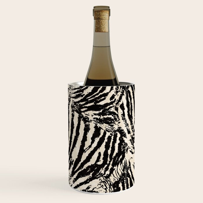 Elegant Zebra Stripes Modern Abstract Animal Pattern in Black and Beige Wine Chiller Gallery Image 1