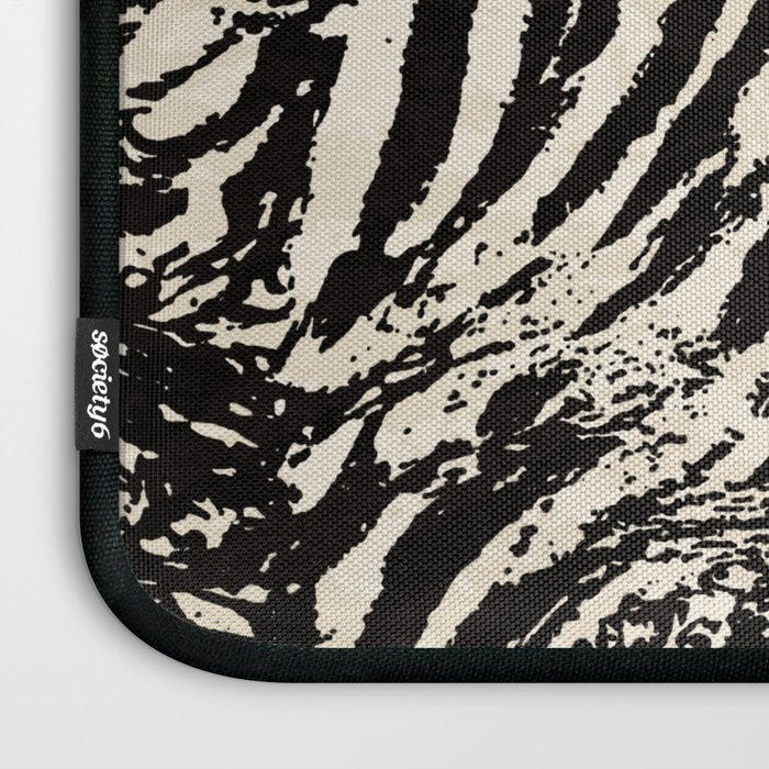 Elegant Zebra Stripes Modern Abstract Animal Pattern in Black and Beige Laptop Sleeve Gallery Image 3