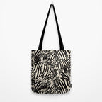 Elegant Zebra Stripes Modern Abstract Animal Pattern in Black and Beige Tote Bag Gallery Image 2