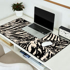 Elegant Zebra Stripes Modern Abstract Animal Pattern in Black and Beige Desk Mat Gallery Image 2