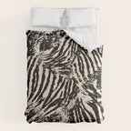 Elegant Zebra Stripes Modern Abstract Animal Pattern in Black and Beige Comforter Gallery Image 6