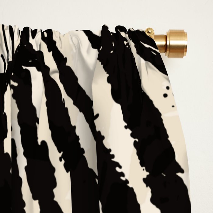 Elegant Zebra Stripes Modern Abstract Animal Pattern in Black and Beige Window Curtain Gallery Image 2