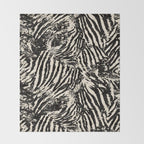 Elegant Zebra Stripes Modern Abstract Animal Pattern in Black and Beige Throw Blanket Gallery Image 2