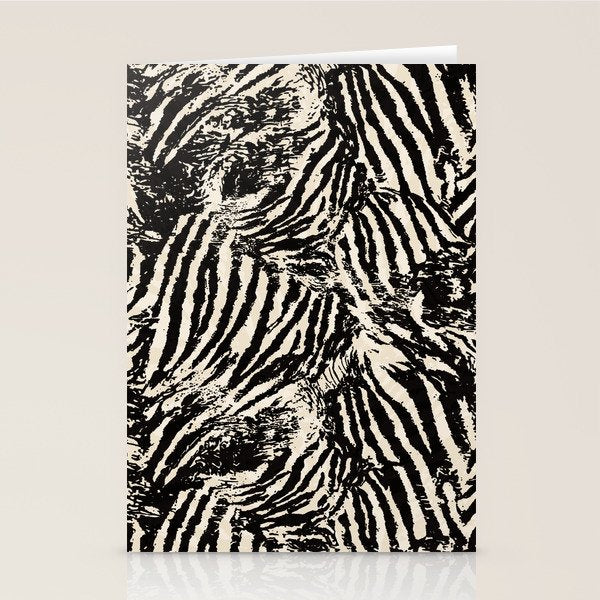 Elegant Zebra Stripes Modern Abstract Animal Pattern in Black and Beige Stationery Card Gallery Image 1