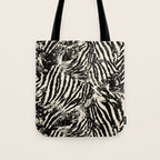 Elegant Zebra Stripes Modern Abstract Animal Pattern in Black and Beige Tote Bag Gallery Image 1