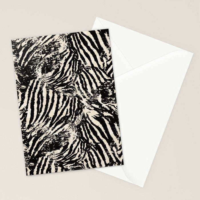 Elegant Zebra Stripes Modern Abstract Animal Pattern in Black and Beige Stationery Card Gallery Image 2