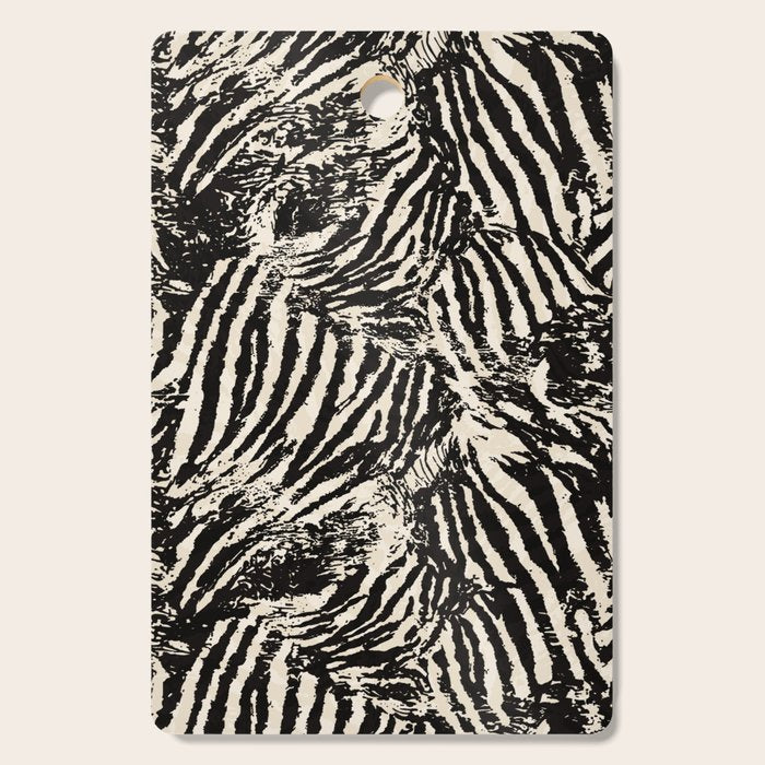 Elegant Zebra Stripes Modern Abstract Animal Pattern in Black and Beige Cutting Board Gallery Image 1