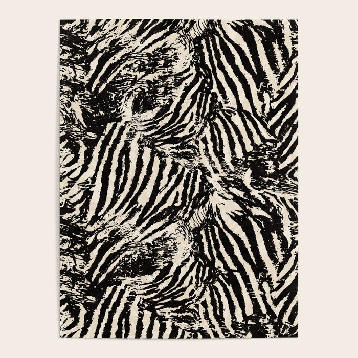 Elegant Zebra Stripes Modern Abstract Animal Pattern in Black and Beige Poster Gallery Image 4