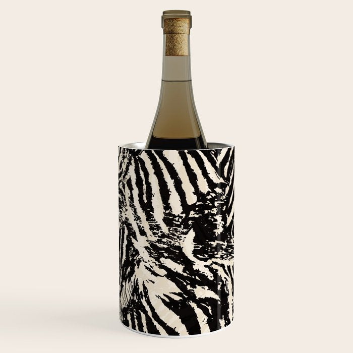 Elegant Zebra Stripes Modern Abstract Animal Pattern in Black and Beige Wine Chiller Gallery Image 3