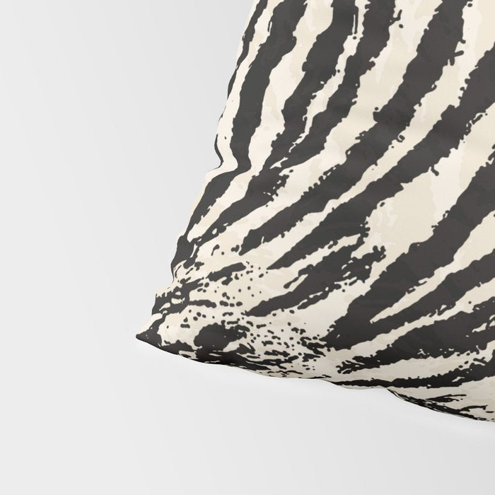 Elegant Zebra Stripes Modern Abstract Animal Pattern in Black and Beige Pillow Sham Gallery Image 4