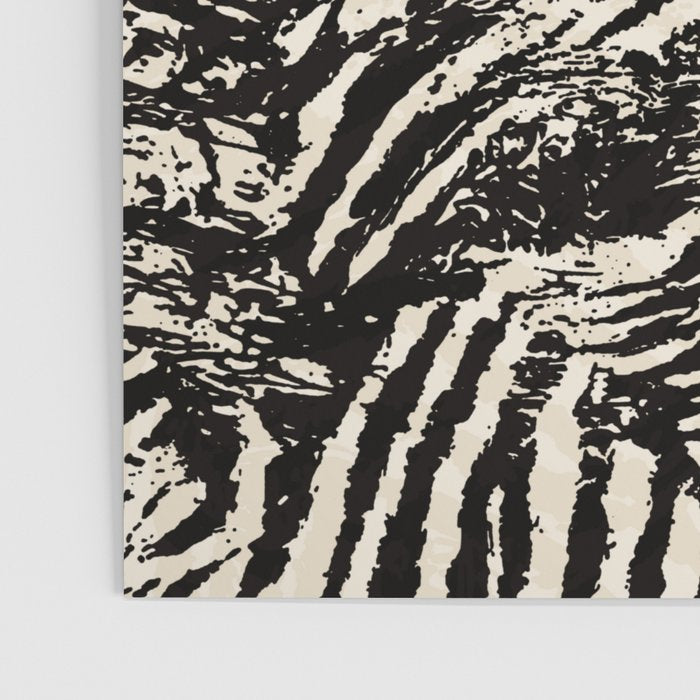 Elegant Zebra Stripes Modern Abstract Animal Pattern in Black and Beige Poster Gallery Image 3