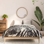 Elegant Zebra Stripes Modern Abstract Animal Pattern in Black and Beige Comforter Gallery Image 3