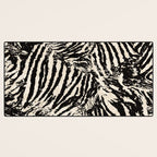 Elegant Zebra Stripes Modern Abstract Animal Pattern in Black and Beige Desk Mat Gallery Image 3